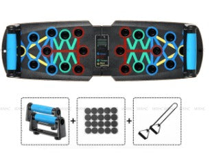 Tabla plegable con asas y accesorios para entrenamientos en casa, equipo de ejercicio portátil para entrenamiento de fuerza, fitness y más, color negro