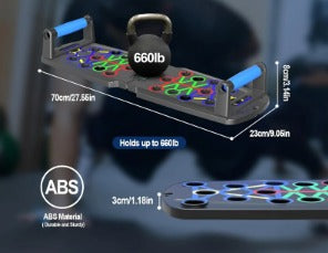 Tabla plegable con asas y accesorios para entrenamientos en casa, equipo de ejercicio portátil para entrenamiento de fuerza, fitness y más, color negro