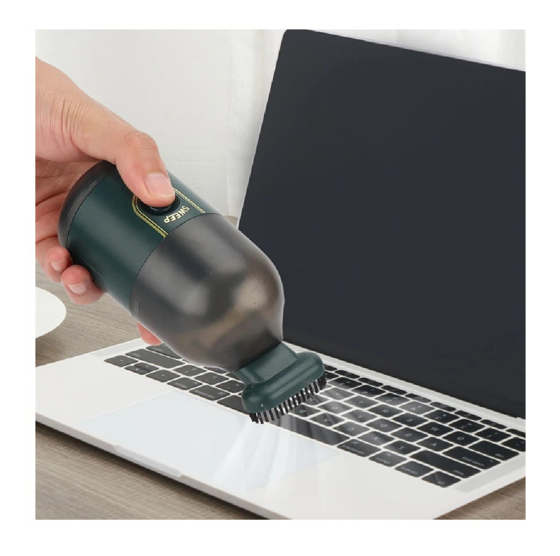 Aspiradora mini de escritorio, aspiradora para migas, aspiradora para teclado, inalámbrica, 360°, para portátil, mesa, ideal para limpiar polvo, migas, piano, ordenador, coche, etc., bonita mini aspiradora blanca para escritorio.