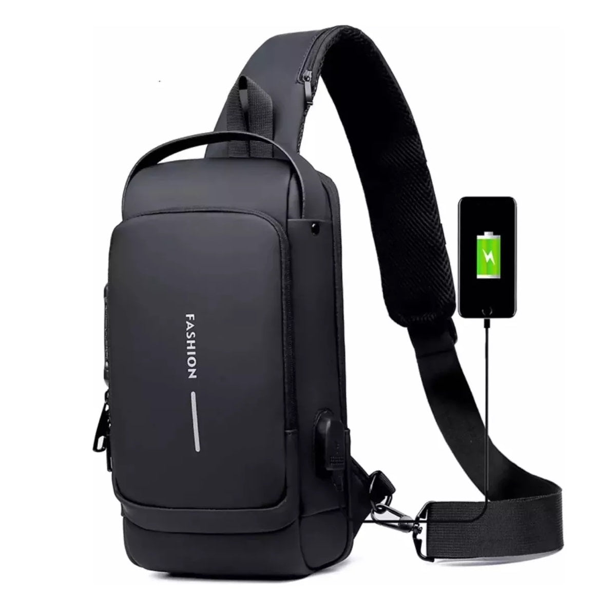 Mochila cruzada impermeable para hombres y mujeres, antirrobo con puerto de carga USB para senderismo y caminar, color gris, Gris, Duradero, portátil, resistente, antirobo