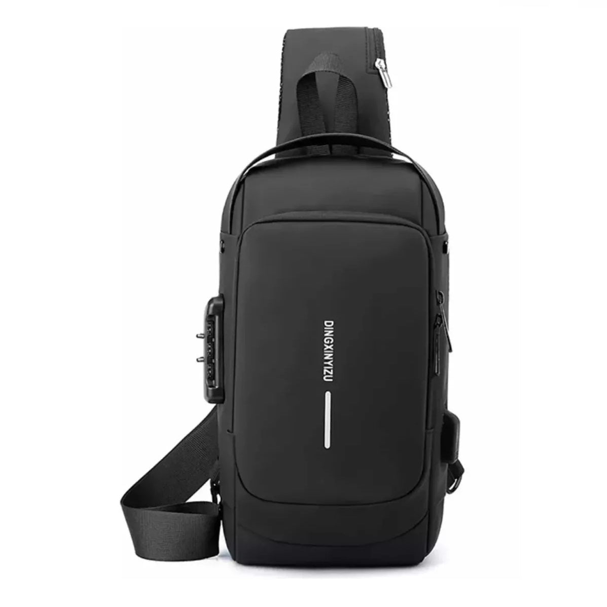 Mochila cruzada impermeable para hombres y mujeres, antirrobo con puerto de carga USB para senderismo y caminar, color gris, Gris, Duradero, portátil, resistente, antirobo