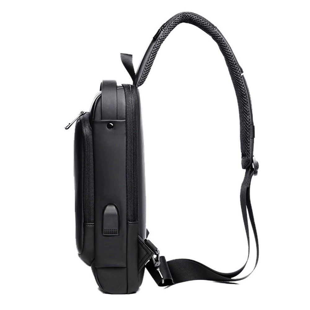 Mochila cruzada impermeable para hombres y mujeres, antirrobo con puerto de carga USB para senderismo y caminar, color gris, Gris, Duradero, portátil, resistente, antirobo