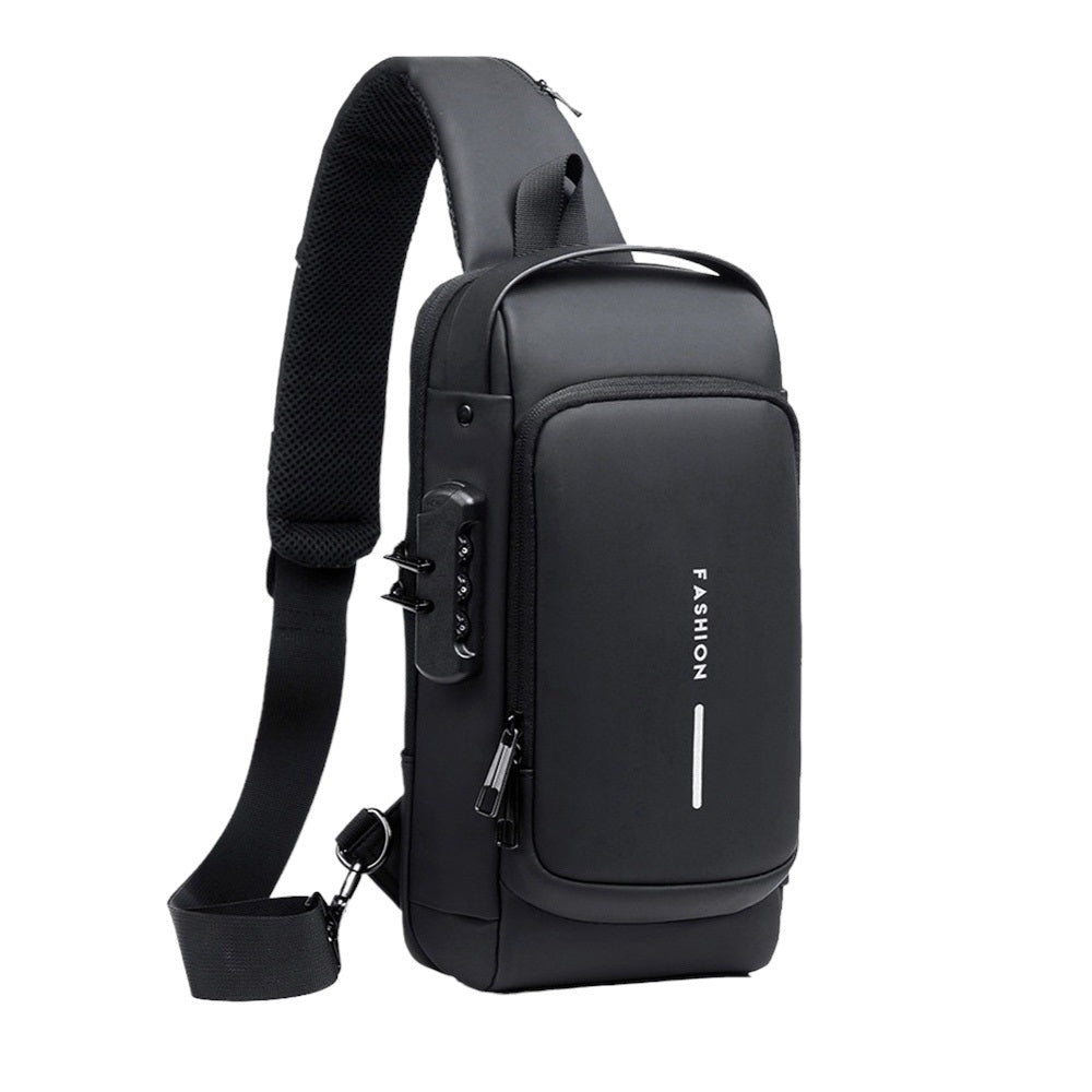 Mochila cruzada impermeable para hombres y mujeres, antirrobo con puerto de carga USB para senderismo y caminar, color gris, Gris, Duradero, portátil, resistente, antirobo
