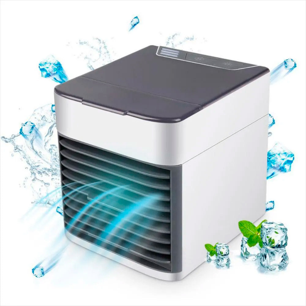 Ventilador de aire acondicionado portátil, silencioso con 3 velocidades, ventilador evaporativo personal con luz LED, enfriamiento rápido, aire acondicionado pequeño para dormitorio y oficina