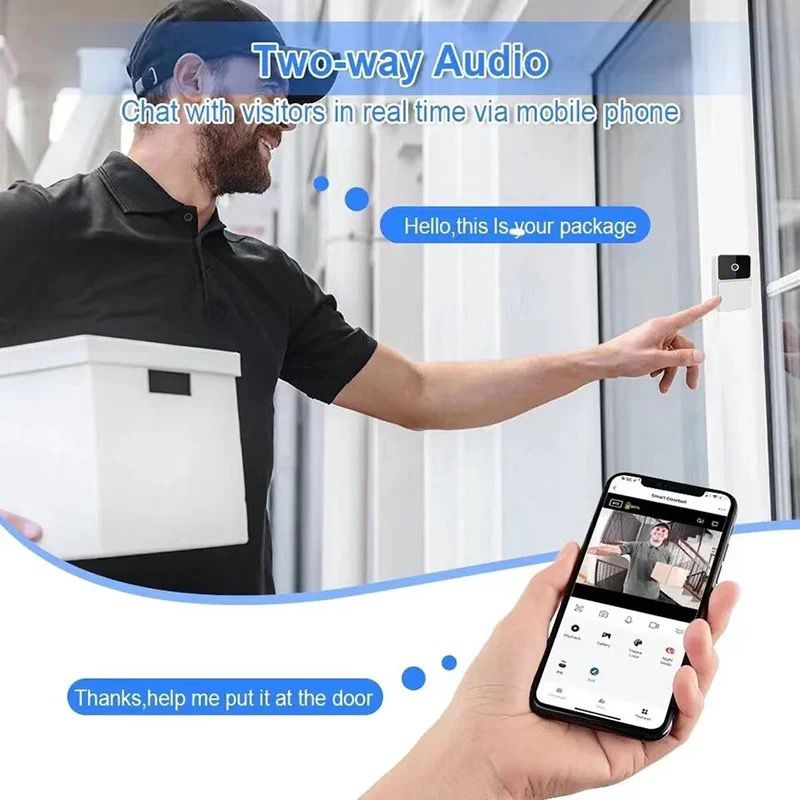 Timbre inteligente, timbre inalámbrico Ding Dong timbre inalámbrico remoto video inteligente, inteligente timbre visual para el hogar, visión nocturna HD, WiFi recargable, timbre de puerta