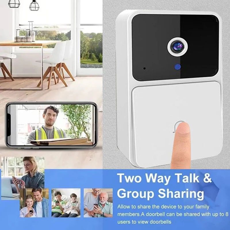 Timbre inteligente, timbre inalámbrico Ding Dong timbre inalámbrico remoto video inteligente, inteligente timbre visual para el hogar, visión nocturna HD, WiFi recargable, timbre de puerta