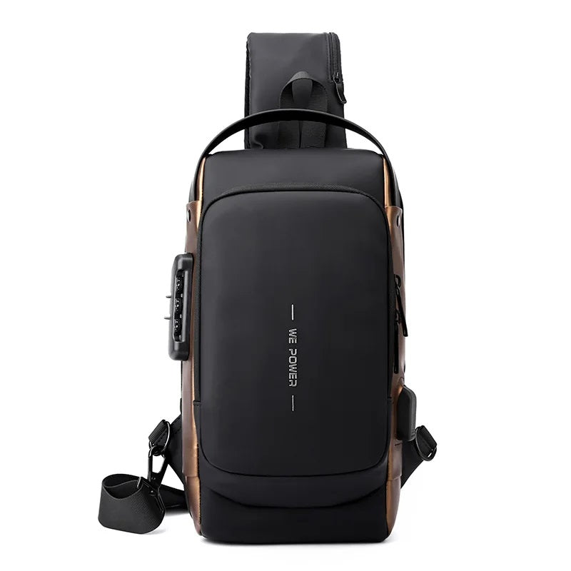 Mochila cruzada impermeable para hombres y mujeres, antirrobo con puerto de carga USB para senderismo y caminar, color gris, Gris, Duradero, portátil, resistente, antirobo