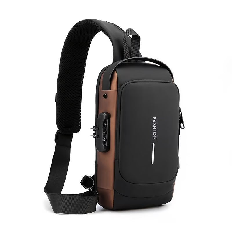 Mochila cruzada impermeable para hombres y mujeres, antirrobo con puerto de carga USB para senderismo y caminar, color gris, Gris, Duradero, portátil, resistente, antirobo