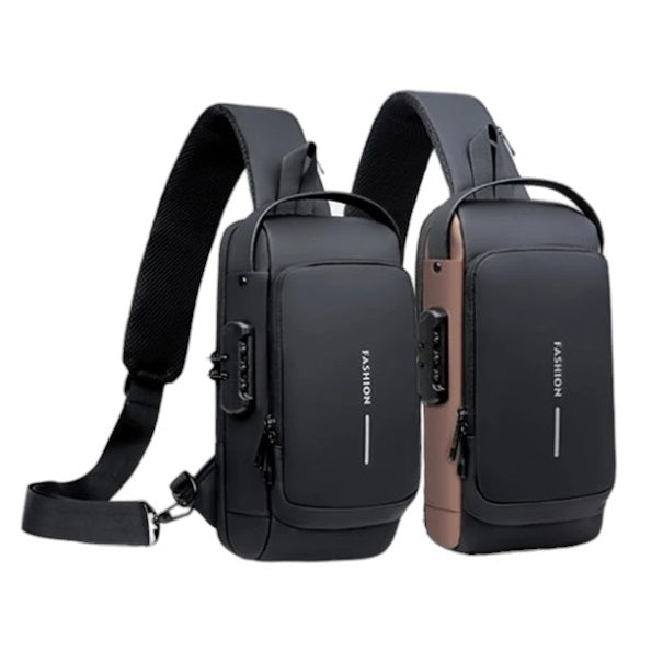 Mochila cruzada impermeable para hombres y mujeres, antirrobo con puerto de carga USB para senderismo y caminar, color gris, Gris, Duradero, portátil, resistente, antirobo