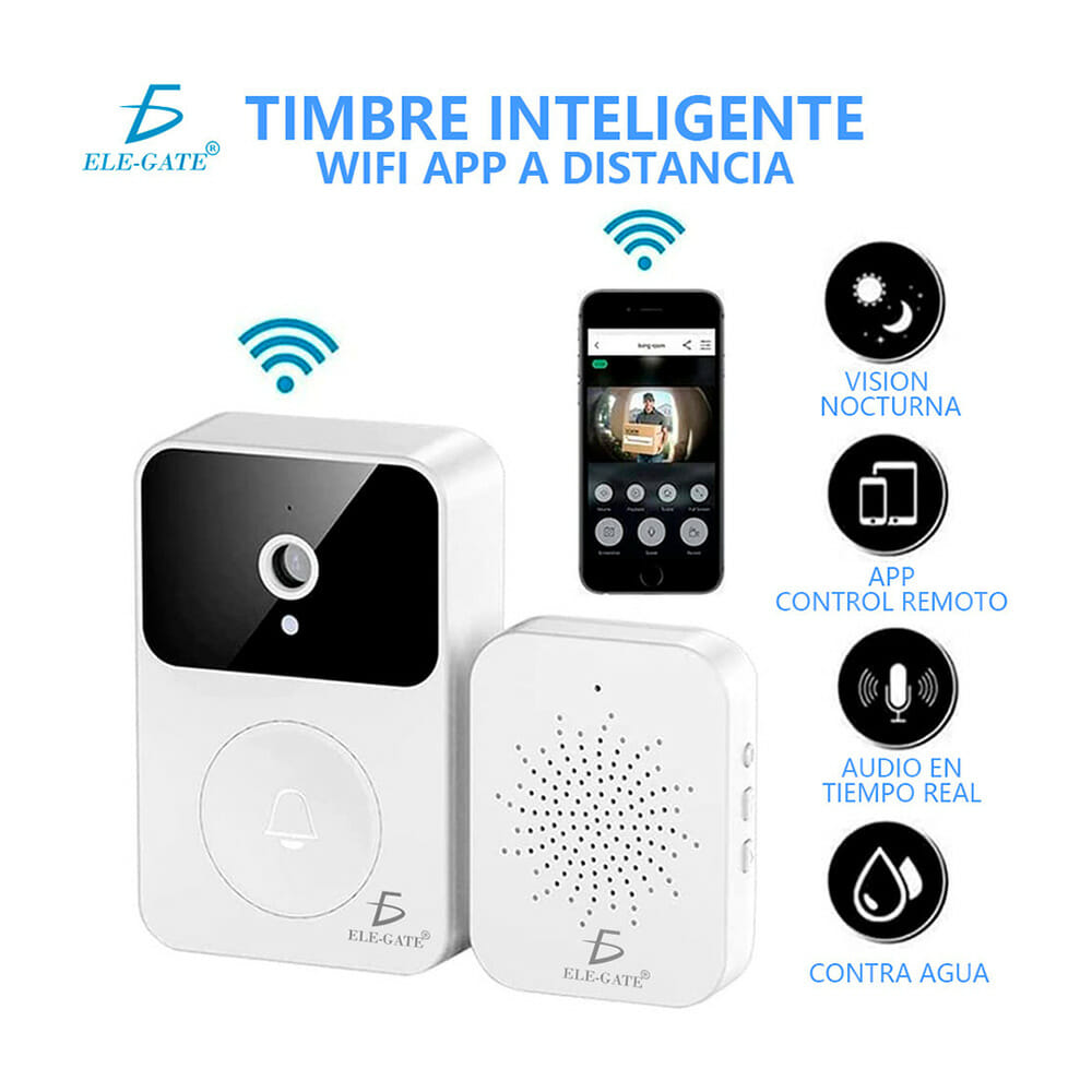 Timbre de puerta inteligente inalámbrico con WiFi, videoteléfono, cámara de seguridad, intercomunicador, timbre