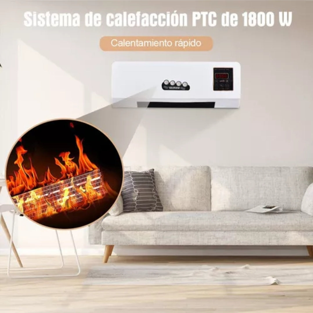 Calentador y aire acondicionado 1800W Calefacción y refrigeración temporizada Aire acondicionado eléctrico de pared Calentador Ventilador Control remoto