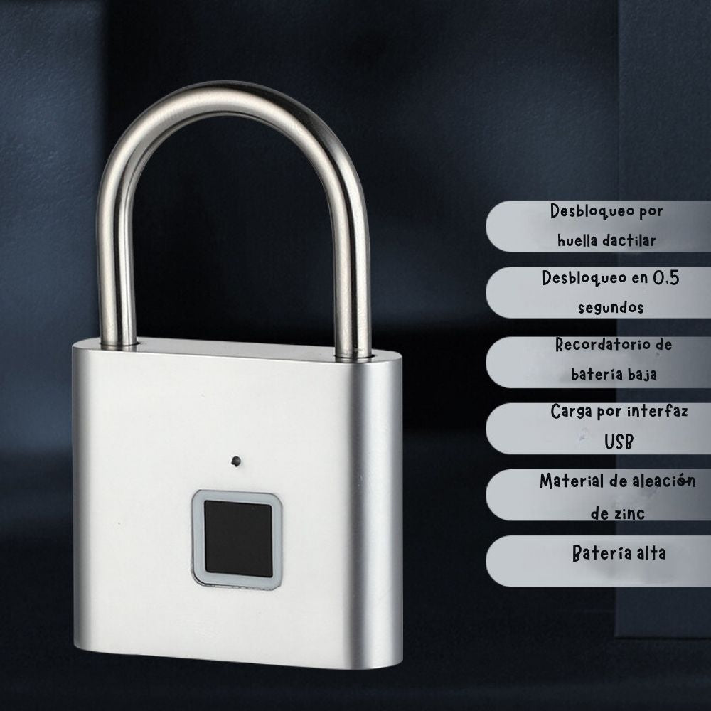 Candado de huellas dactilares ultra ligero con un toque abierto con carga USB para gimnasio, deportes, casillero de empleados escolares, valla, maleta, bicicleta, sin aplicación, sin Bluetooth, sin problemas