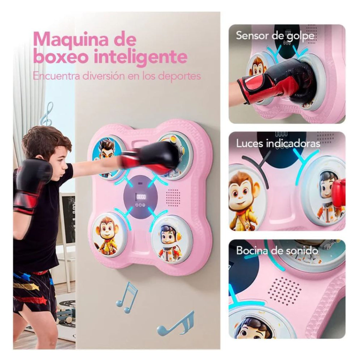 Máquina De Boxeo Para Niños Musical Inteligente Con Guantes