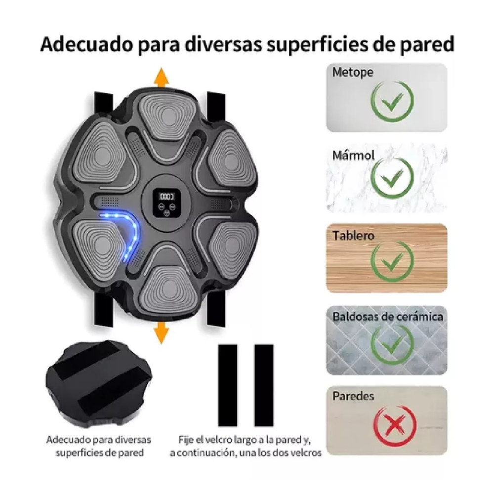 Máquina de boxeo inteligente con guantes de boxeo, entrenador montado en la pared, equipo de entrenamiento electrónico de boxeo con altavoces mejorados, proceso dinámico de fitness