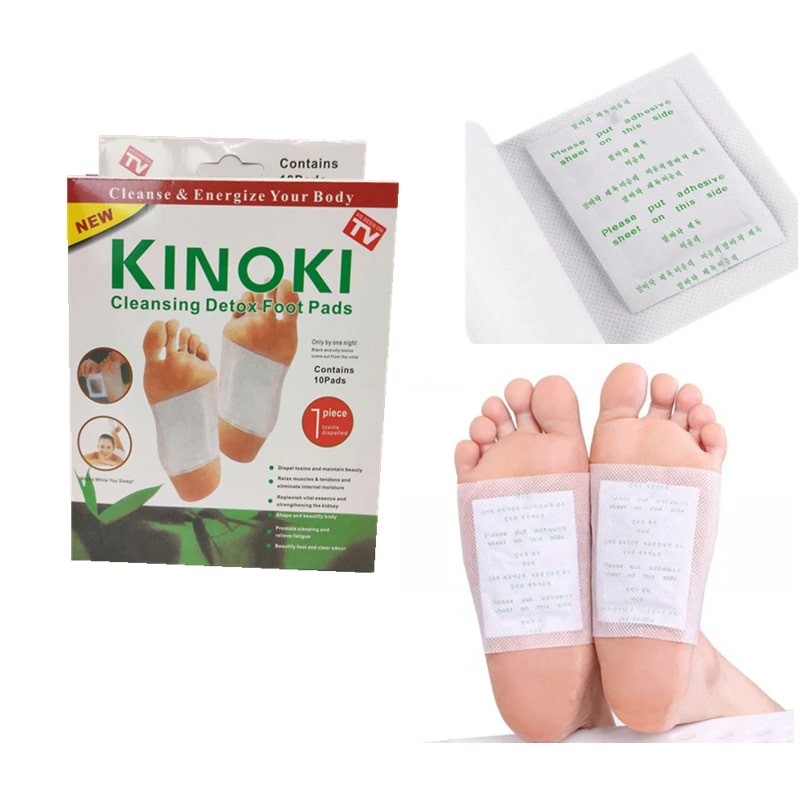 Kinoki-almohadillas de limpieza para pies, parche para pies, sal de jengibre, desintoxicación, 10 Uds. Por caja