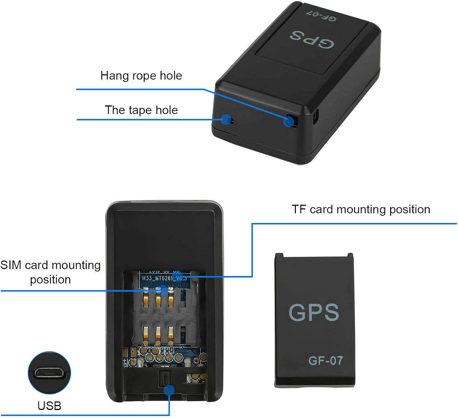 Mini Rastreador GPS Localizador de Voz GF07