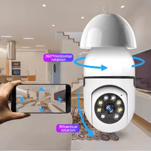 Cámara de seguridad con bombilla de 2 MP para seguridad del hogar, WiFi de 360°, cámara de seguridad inalámbrica para exteriores, cámara de bombilla con detección de movimiento, conversación