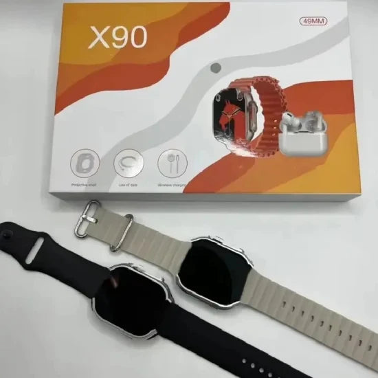 Reloj inteligente X90 Ultra 5 en 1 con auriculares, llamadas Bluetooth, seguimiento de salud, reloj inteligente de moda