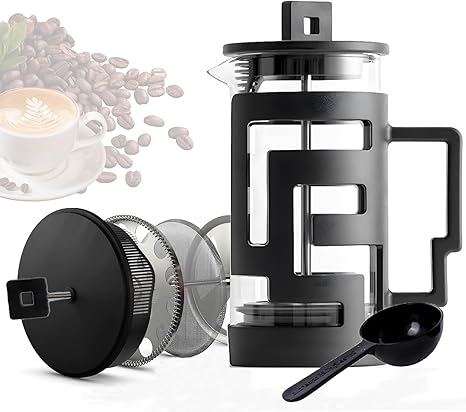 Prensa francesa 350 ml,cafetera prensa francesa de laberinto, con Émbolo de Acero Inoxidable y Agarradera de Plástico,Pequeño y fácil de transportar,adecuado para viajar
