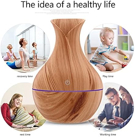 Humidificador de aire eléctrico Difusor de aceite aromático esencial ultrasónico, humidificador de grano de madera USB Mist Maker LED luz B+LAMP SILICONA