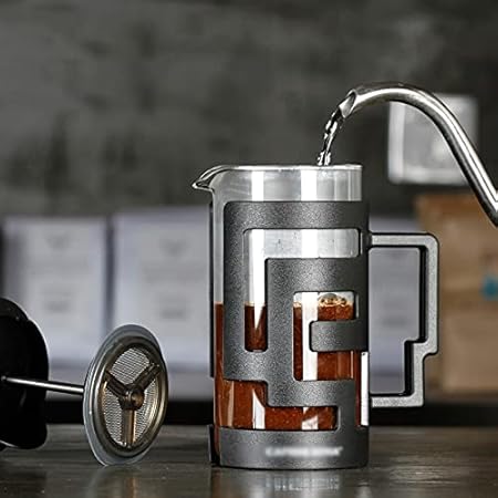 Prensa francesa 350 ml,cafetera prensa francesa de laberinto, con Émbolo de Acero Inoxidable y Agarradera de Plástico,Pequeño y fácil de transportar,adecuado para viajar