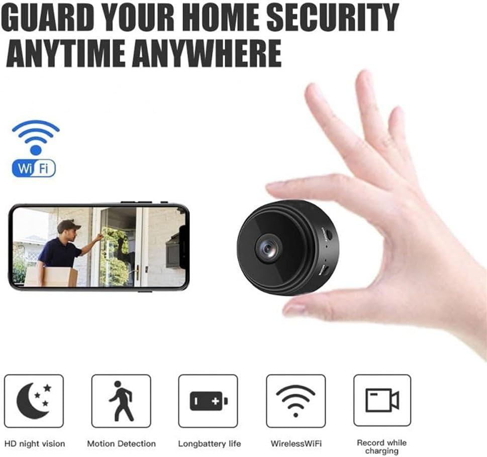 Mini cámara de seguridad magnética, WiFi inalámbrica pequeña cámara de visión nocturna, cámara de seguridad al aire libre para el hogar en interiores y exteriores