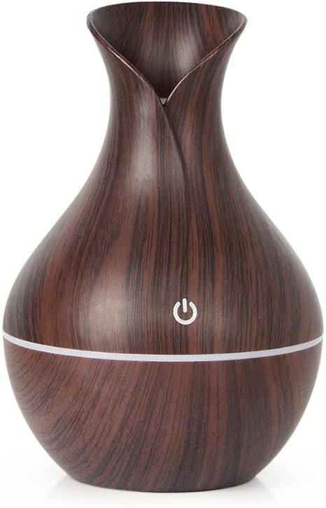 Humidificador de aire eléctrico Difusor de aceite aromático esencial ultrasónico, humidificador de grano de madera USB Mist Maker LED luz B+LAMP SILICONA