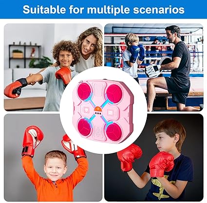 Máquina de boxeo musical para niños, máquina de boxeo musical con guantes de boxeo para niños, máquina de boxeo montada en la pared con luz, máquina de entrenamiento de música de boxeo