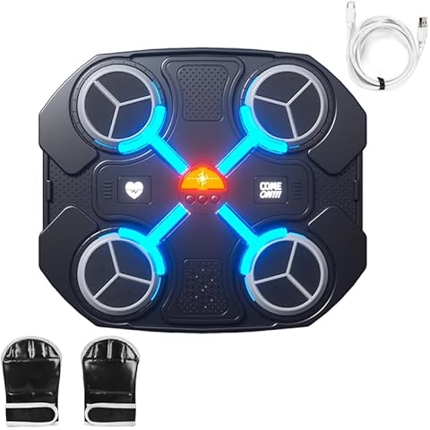 Máquina de boxeo musical para niños, máquina de boxeo musical con guantes de boxeo para niños, máquina de boxeo montada en la pared con luz, máquina de entrenamiento de música de boxeo
